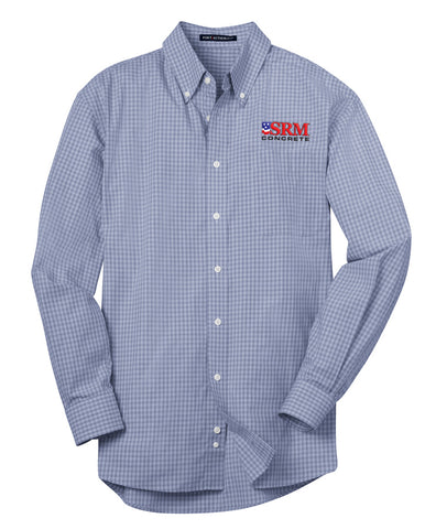 Men's Navy Blue Port Authority® Plaid Pattern Easy Care Shirt