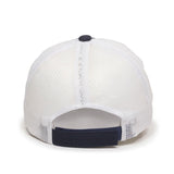 Navy/White Unstructured Mesh Back "Flag" Cap